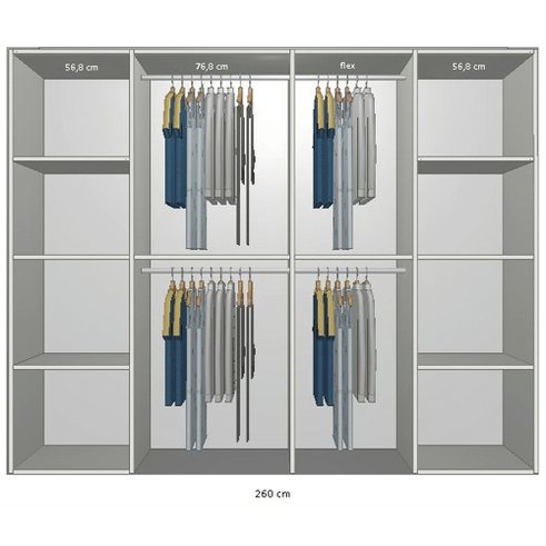 Inventar fra bredde 240 cm til 260 cm Model B